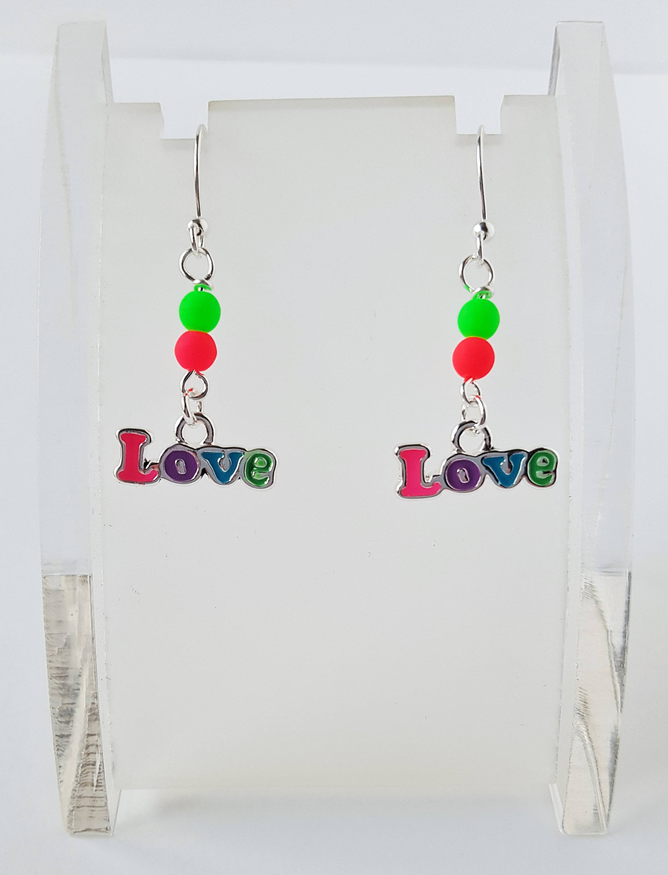 Blue Green Marble Mini Oval Lures of Love Earrings