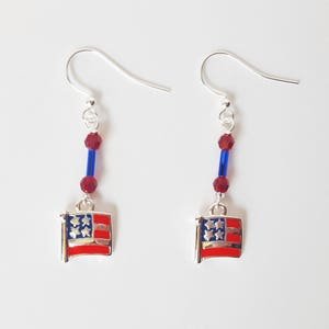 American Flag Earrings, 4th of July, USA Earrings, Patriotic Earrings, Red White and Blue, Flag Earrings, Handmade Earrings,