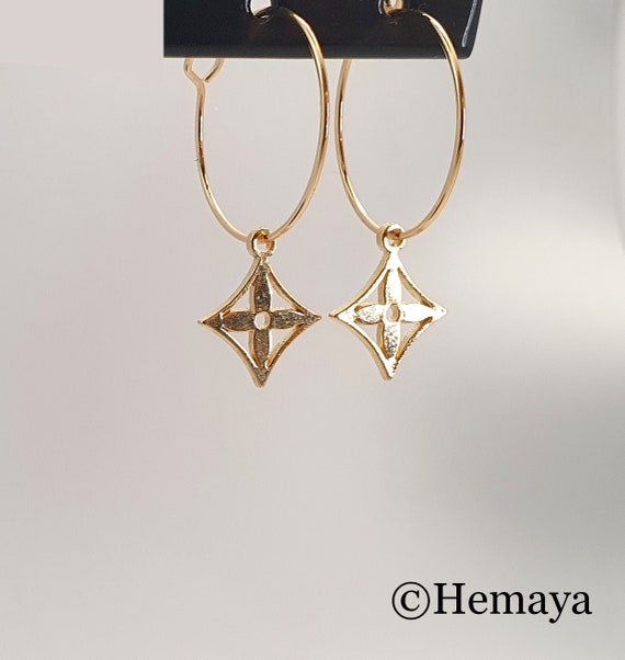 18K Gold Plated Black Clover Earrings 2 Motifs Inspired
