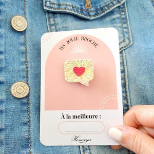 Broche de burbuja con mensaje y corazón – Regalo para profesora, niñera, ATSEM – Notita dulce para regalar – Regalo de fin de curso