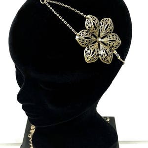 Boho chic headband, romantic bronze flower, 30s headband, head tightener, bronze flower headband, old style image 2