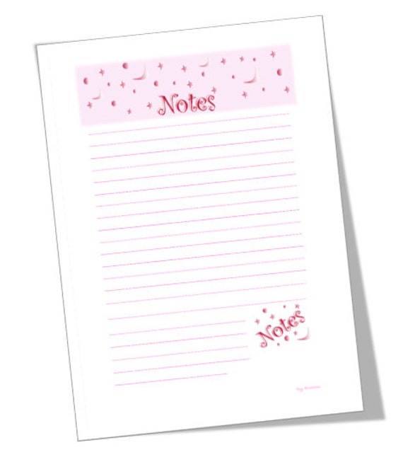 Printable Notes paper in Pink size A4 PDF 5 | Etsy