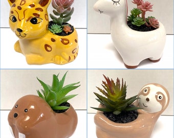 Details about   Nordic Animal Flower Pot Planter Succulent Container Bear Head Miniature Desktop 