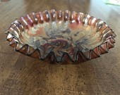 Fenton Thistle Pattern Amethyst Carnival Crimped Edge Vintage Glass Bowl 1907-1931