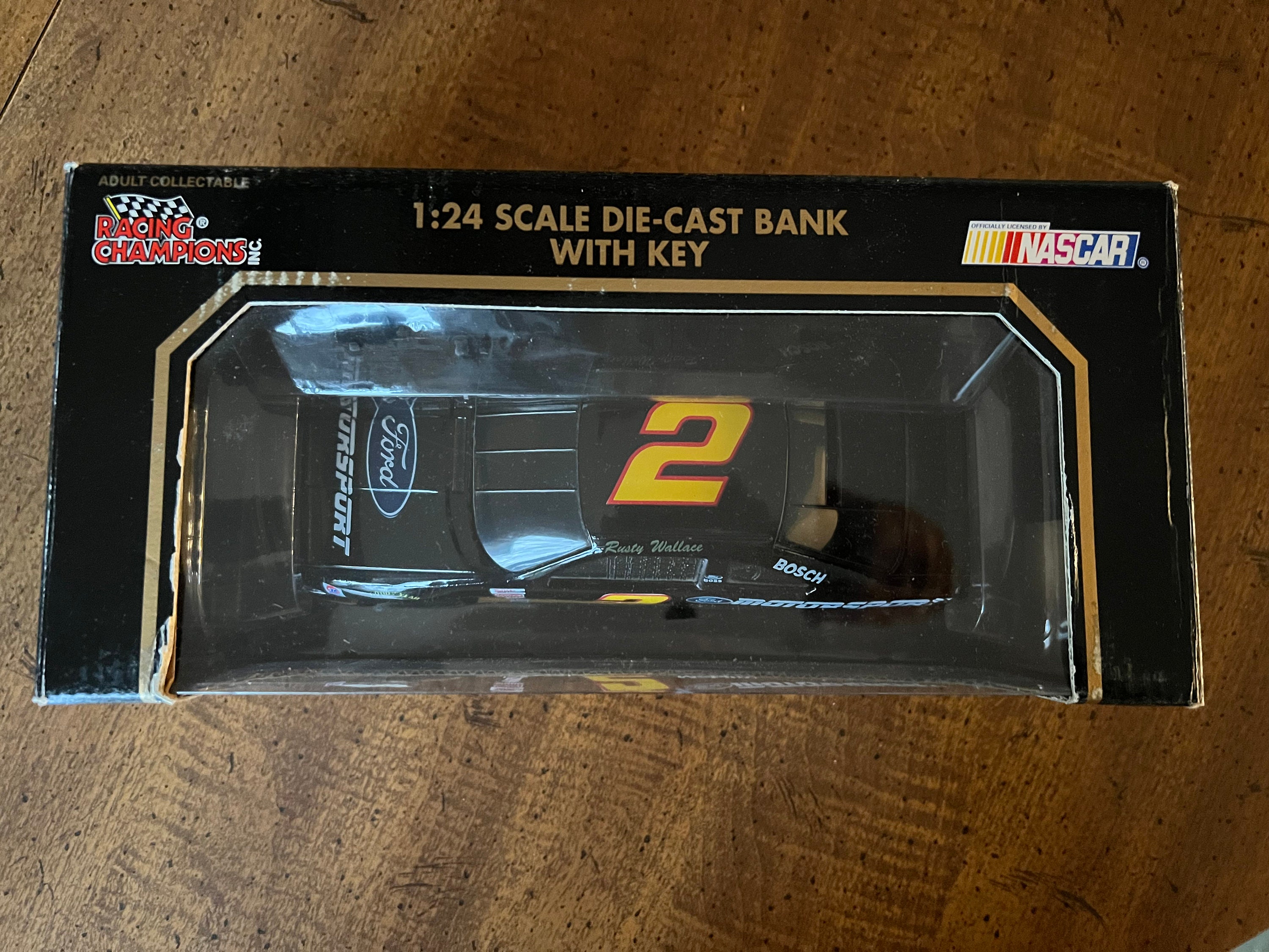1994 Ford Motorsport Rusty Wallace 2 Nascar Diecast Bank With Key
