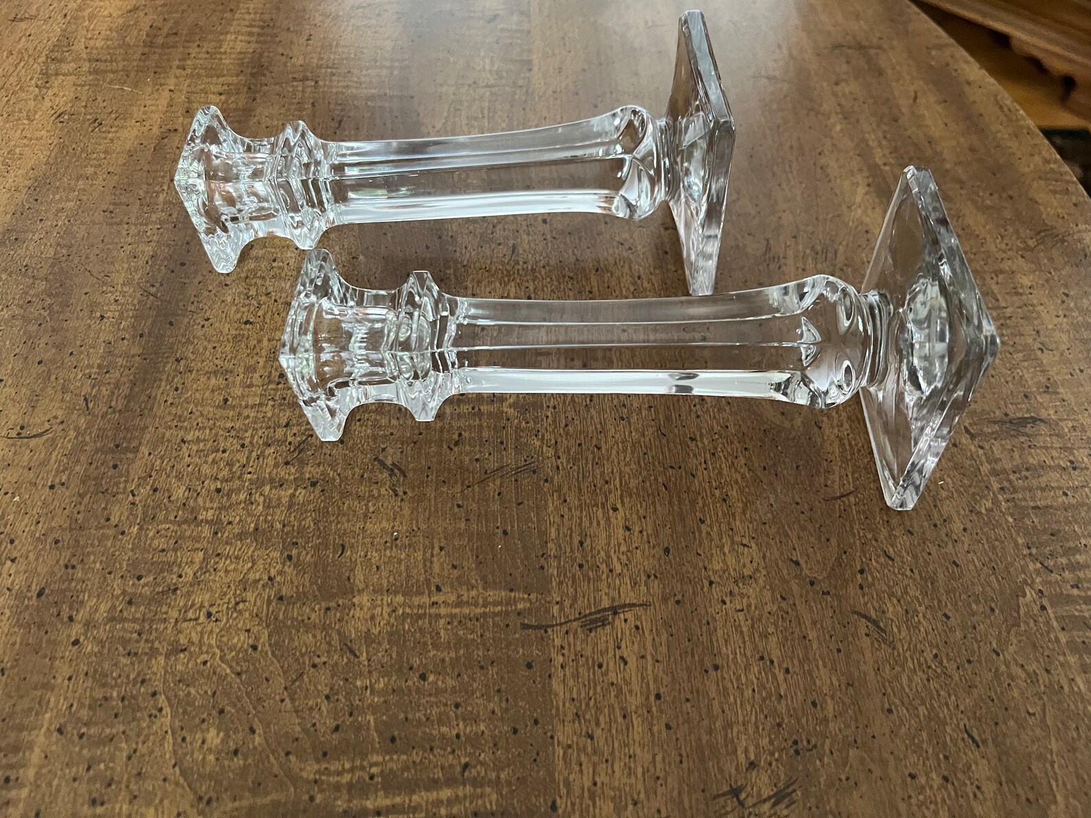 Vintage Clear Glass Candle Stick Holders 7 1/2 Inch Tall 1950s Set of 2 ...