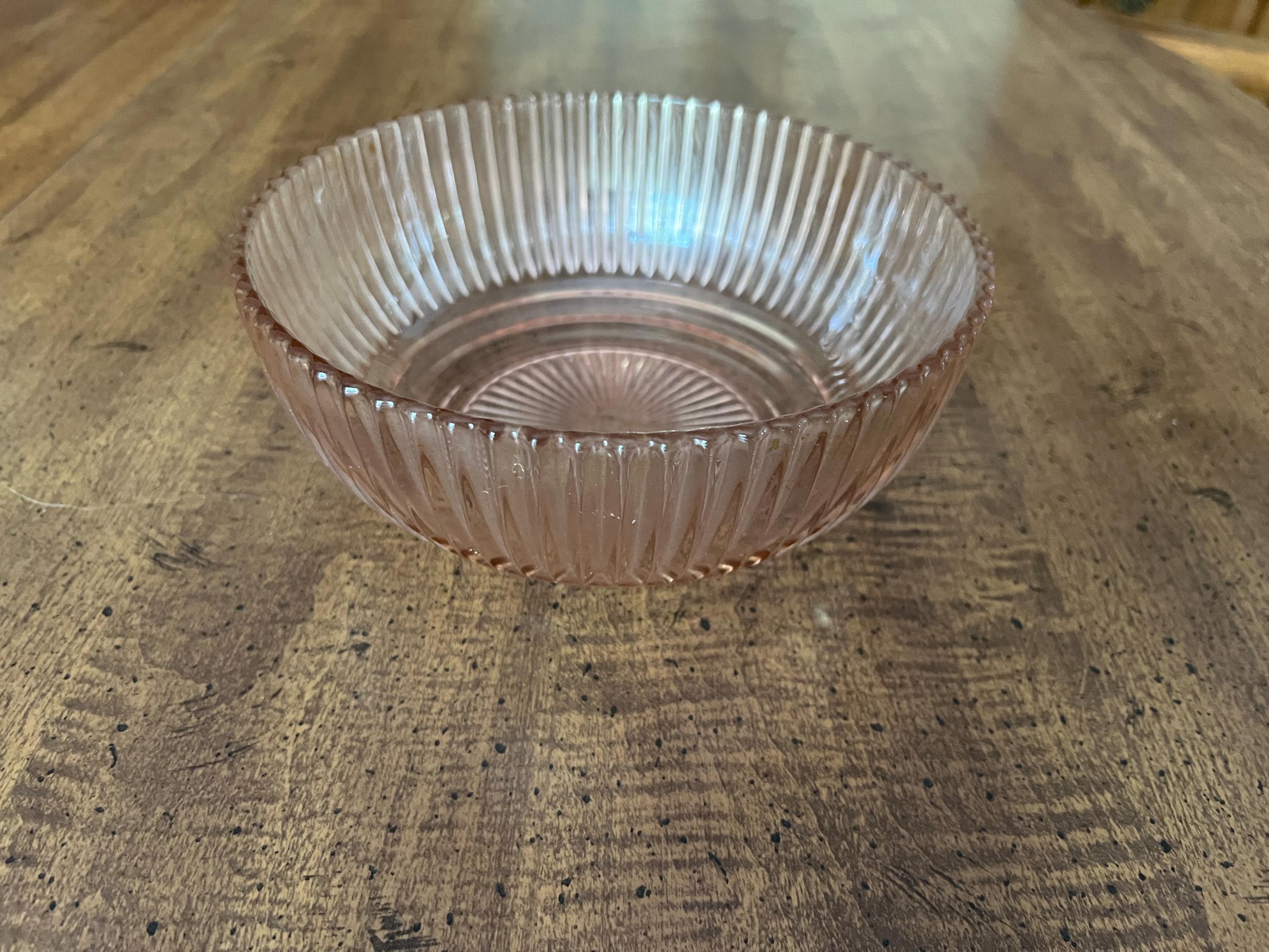 Queen Mary Pink Depression Glass Ribbed Bowl Anchor Hocking Vintage Serving Bowl Fruit Bowl