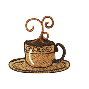 ID 1273 Fancy Tea Cup Patch Coffee Heart Expresso Embroidered Iron On Applique