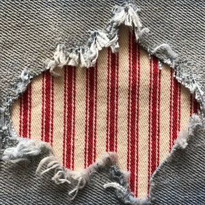 &quot;Patches &quot;&quot;Peek a Boo&quot;&quot; mit rotem Streifen Streifen zum aufbügeln - Denim by HoleyPatches.&quot;