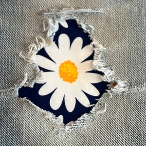 Daisy STRETCH Peek-a-Boo Denim Patches Super Strong Iron On Patches, knee patches, decorative patches
