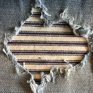 Blue Railroad Stripe Stoff Aufnäher, Peek a Boo Patches, Denim Aufnäher zum Aufbügeln, Aufnäher für Jeans