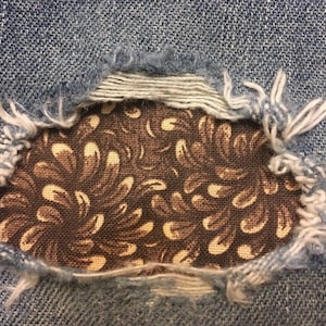 Brown Petal Flow &quot;Peek a Boo&quot;  Jean Patches Super Strong Iron On- Denim by Hol(e)y Patches