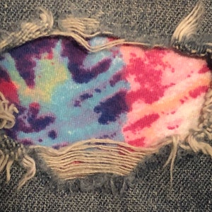 Assorted Tie Dye &quot;Peek a Boo&quot;  Jean Patches Super Strong Iron On- Denim by HoleyPatches