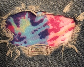 Tie Dye Assortito "Peek a Boo" Jean Patches Super Strong Iron On- Denim di HoleyPatches