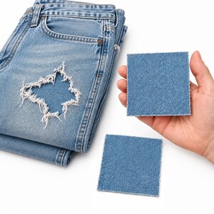 Dark Blue, Light Blue, Natural, Off White, Bright White or Black Denim STRETCH Jean Patches Super Strong Iron On- by Holey Patches