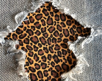 Cheetah Leopard Assorted Sizes of "Peek a Boo"  Jean Patches Super Strong Iron On- Denim by HoleyPatches