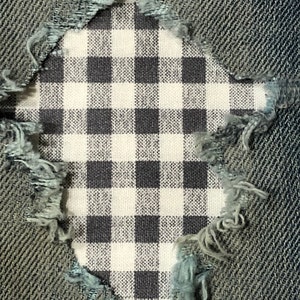 Gray and White check &quot;Peek a Boo&quot;  Jean Patches Super Strong Iron On- Denim by Hol(e)y Patches (Assorted Sizes)
