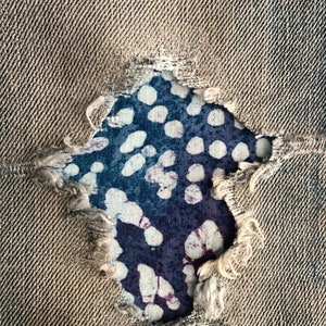 Abstract Sunflower STRETCH Peek-a-Boo Denim Patches Super Strong Iron On Patches, knee patches, decorative patches