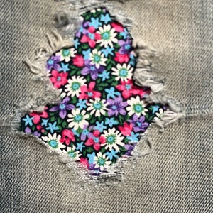 Country Floral in lavender/pink &quot;Peek a Boo&quot;  Jean Patches Super Strong Iron On- Denim by HoleyPatches