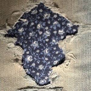 Country Floral in Blue &quot;Peek a Boo&quot;  Jean Patches Super Strong IRON ON- Denim by HoleyPatches