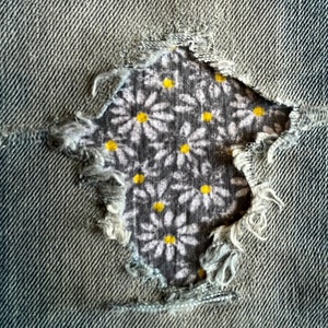 Crazy Daisy in Grey &quot;Peek a Boo&quot;  Jean Patches Super Strong Iron On- Denim by HoleyPatches (Assorted Sizes)