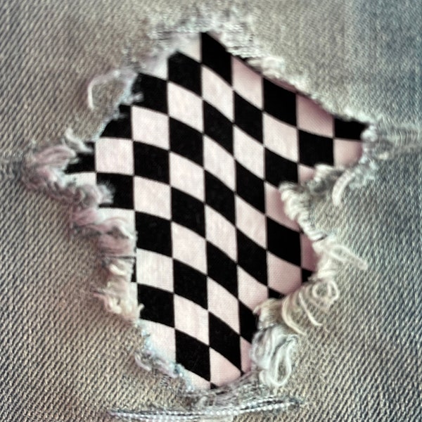 Black & White Checkered Flag Peek a Boo Patches