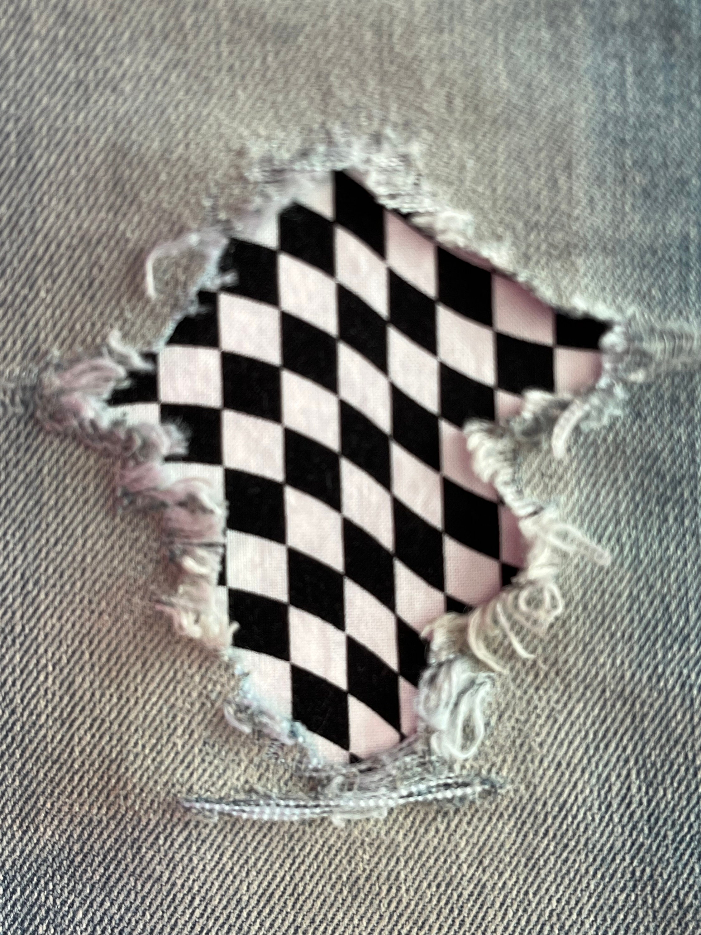 Black & White Checkered Flag Peek a Boo Patches