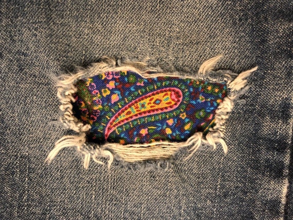 Black Swirl Peek a Boo IRON ON denim Patches Super Strong by Holey Patches