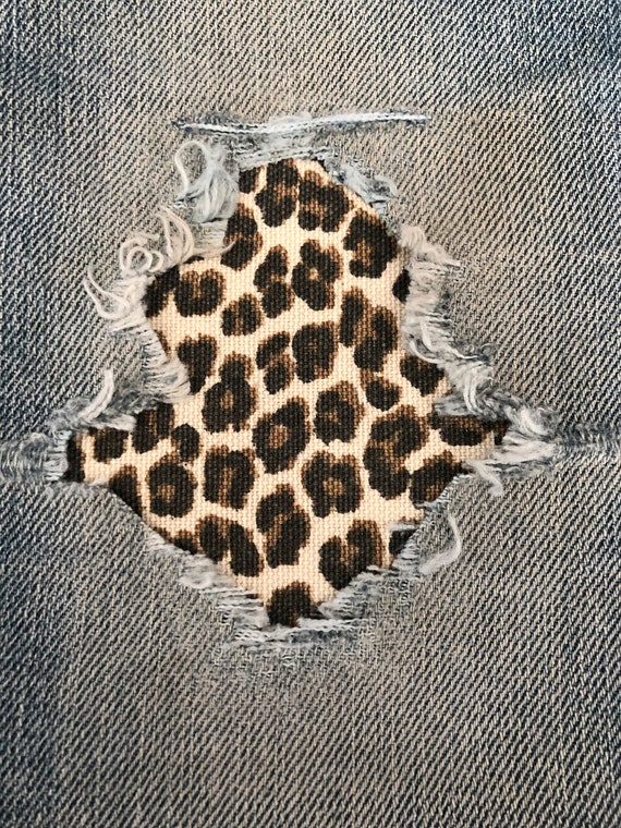 Cheetah Leopard Assorted Sizes of peek a Boo Jean Patches Super Strong Iron  On Denim by Holey Patches 