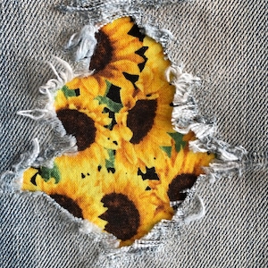 Choice of Sunflower Iron on Peek a Boo Patches by Holey Patches (Assorted Sizes available)