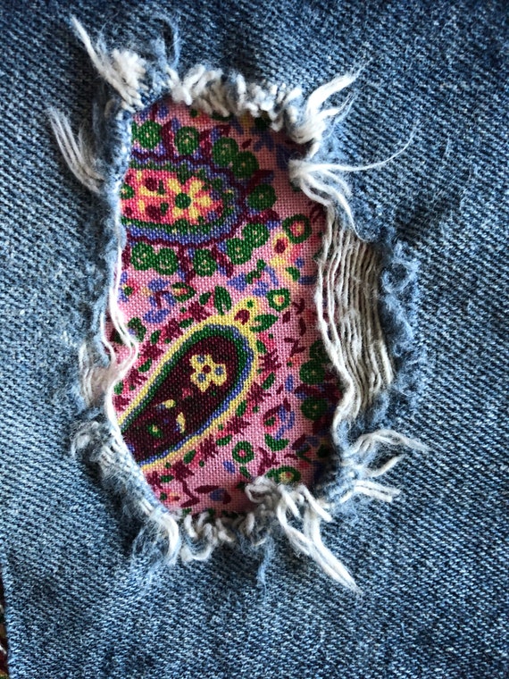 Perfect Paisley in Rose peek a Boo Jean Patches Super Strong Iron On Denim  by Holeypatches 