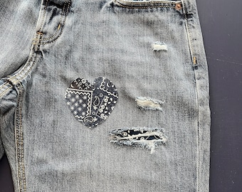 Juego de 10 parches decorativos para planchar en interior/exterior en bandana azul marino (3" x 5") de HoleyPatches