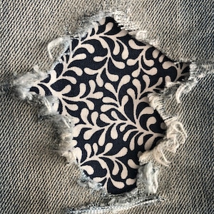 Plume Bloom in Navy &quot;Peek a Boo&quot;  Jean Patches Super Strong Iron On- Denim by Hol(e)y Patches (Assorted Sizes)
