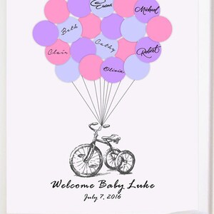 Triciclo bebé ducha libro de visitas alternativa, libro de visitas de cumpleaños imprimible, triciclo bebé ducha signo en impresión - personalizado imprimible