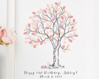Fingerprint Tree Guest Book, Personalized Birthday Keepsake (Digital Download)