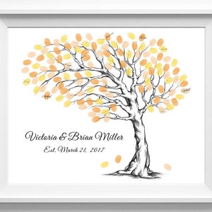 Fingerprint Guestbook Thumbprint Tree Wedding, Rustic Wedding, Family Reunion Thumbprint Guestbook alternative