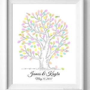 Fingerprint Guestbook Wedding Tree, Wedding gift ideas, Family Reunion Thumbprint Guestbook, thumb print tree - Digital