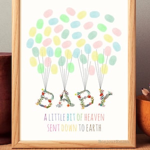 Baby Shower Gästebuch Alternative, BABY Luftballons Fingerabdruck, Fingerabdruck Gästebuch Neu Baby Junge Baby Mädchen Buchstaben Abdruck - INSTANT DOWNLOAD