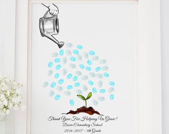 Regalo de agradecimiento para maestros, arte de huellas dactilares para el aula (descarga digital)