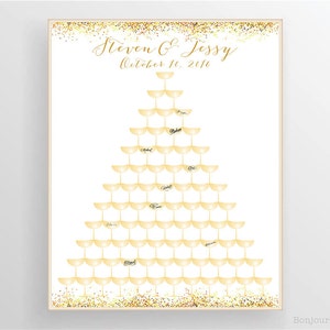 Alternativa al libro degli ospiti per il matrimonio con champagne, Libro degli ospiti per il matrimonio con la torre dello champagne, Accesso alla firma dell&#39;ospite per l&#39;anniversario di compleanno, stampabile digitale