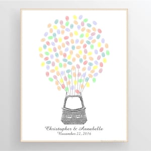 Heißluftballon Fingerabdruck Gästebuch, Baby Shower Gästebuch Daumenabdruck Heißluftballons Zeichen, personalisierte Digital Printable