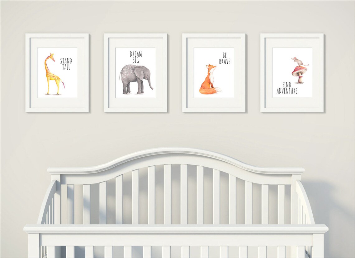 Zoo Animal Wall Art Safari Wall Decor Elephant Giraffe Fox Etsy