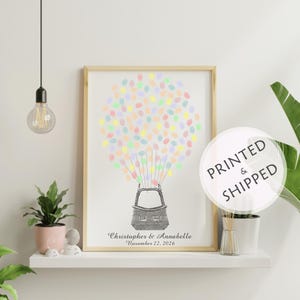 Vintage Hot Air Balloon Guest Book Alternative – Thumbprint Balloon Print – PRINTED & SHIPPED