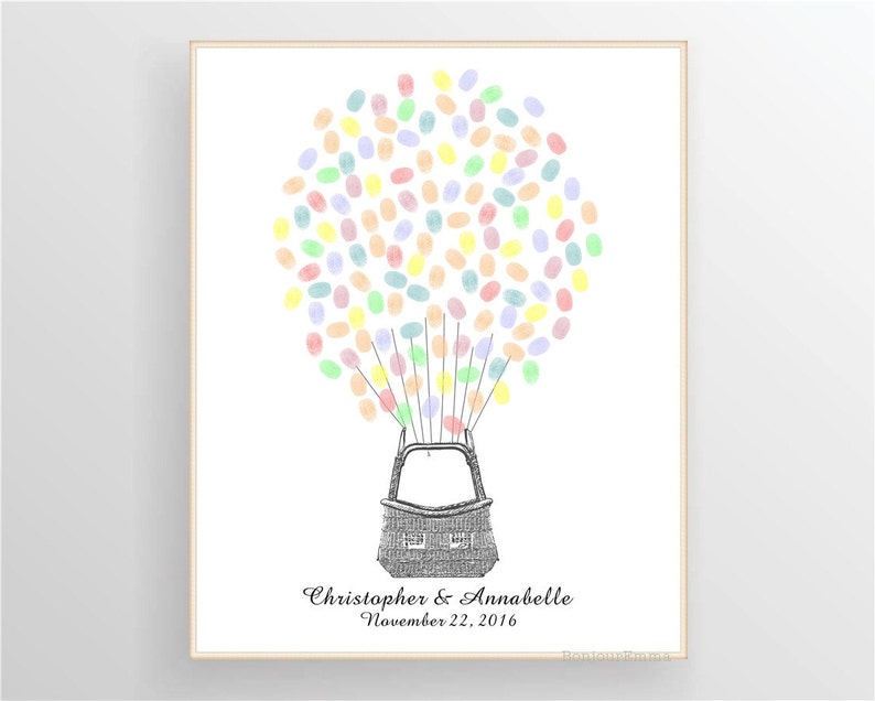 Hot Air Balloon Fingerprint Guest Book, Baby Shower Guestbook Thumb ...