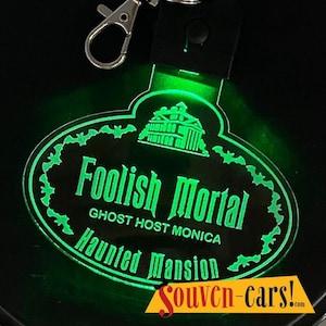 LED Light Up Haunted Mansion Cast Member Inspired Acrylic Bag Tag / Key Chain