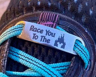 Race You To The Castle Shoe Charms | runDisney Gift | Disney Runner | Lace Charm | Running Shoe Accessory | Set of 2