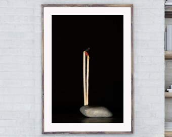 Abstract Wall Art, Matches Print, Fine Art Print, Abstract Art, Tobacciana Print, Smoking Wall Art, Abstract Wood print, Light Matches Print
