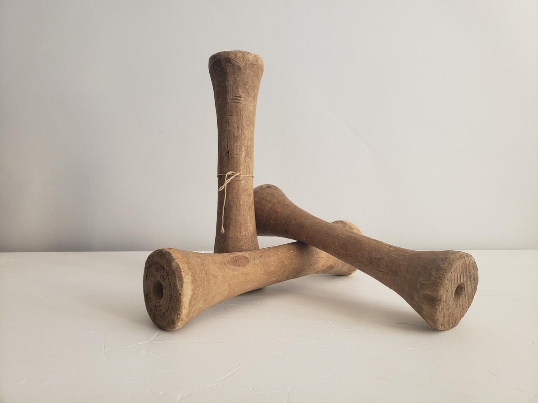 Set of 3 Primitive Wooden Thread Spools, Hand Carved - Etsy