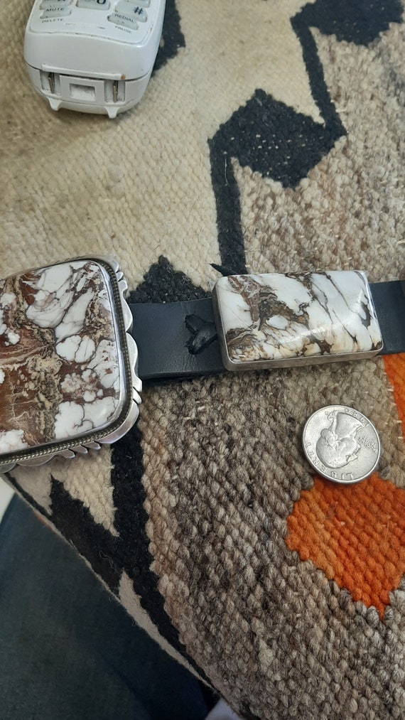 Vintage Sterling silver Wild Horse concho belt Na… - image 3