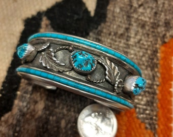 VINTAGE 60s〜70s Navajo Turquoise Bangle 1970's Vintage Navajo Bezel Set Turquoise Cuff Bracelet - Etsy